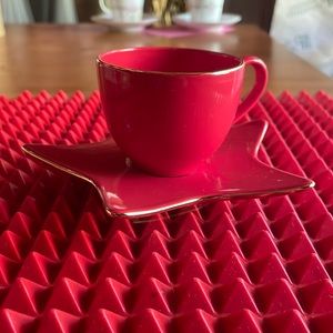 RED STAR DEMITASSE TEACUP AND SAUCER